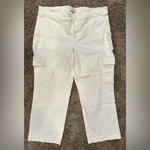 Loft - Straight Crop Petite Cargo Pants, White, 14P